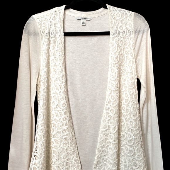 Banana Republic Lace Front Fully Lined Long Sleeves Open Front Light Cardigan S - Picture 2 of 13